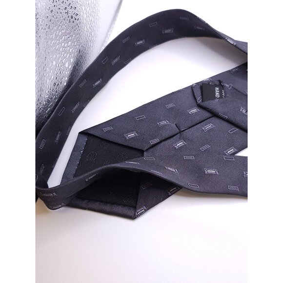 Nicole Miller Men's Gray Geometric Silk Tie - Picture 7 of 10